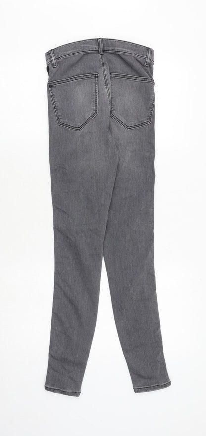 Topshop Womens Grey Cotton Skinny Jeans Size 28 in Regular Zip