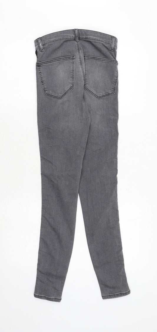 Topshop Womens Grey Cotton Skinny Jeans Size 28 in Regular Zip