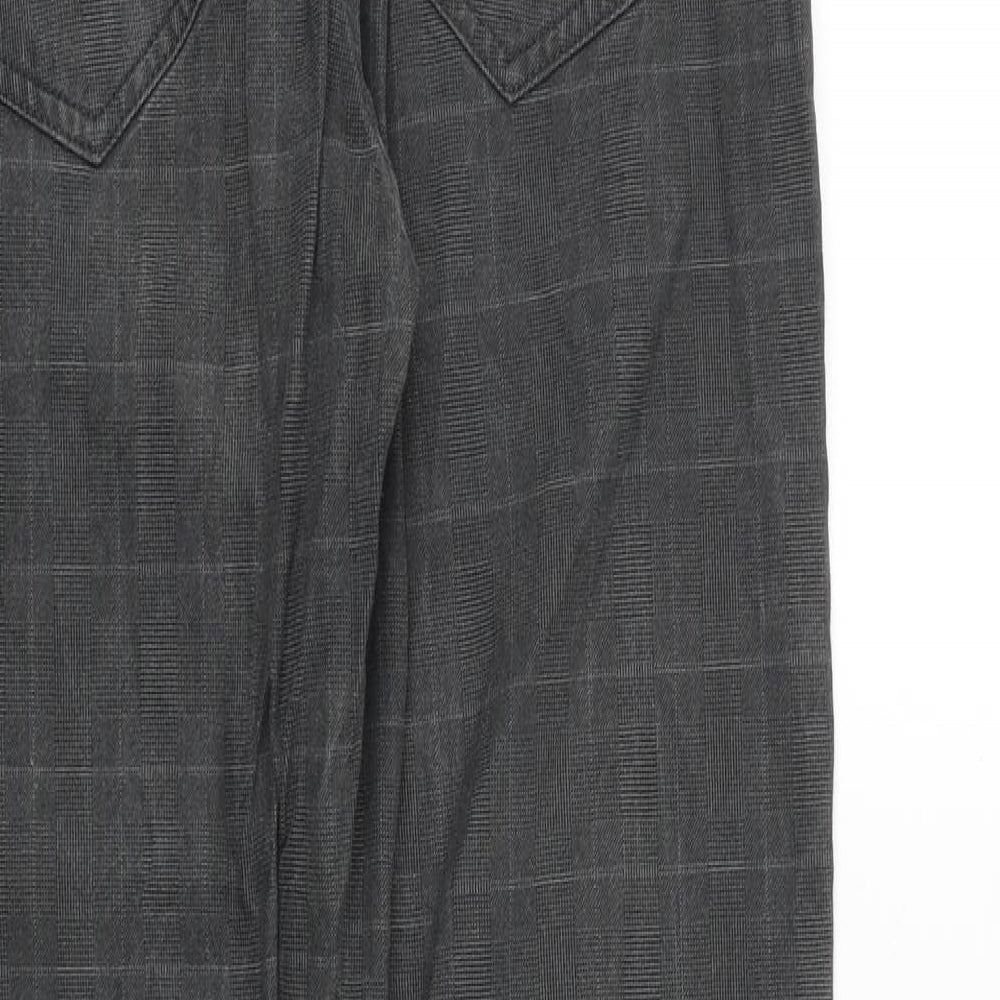 H&M Mens Grey Plaid Cotton Trousers Size 32 in Regular Zip