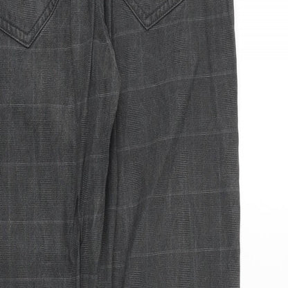 H&M Mens Grey Plaid Cotton Trousers Size 32 in Regular Zip
