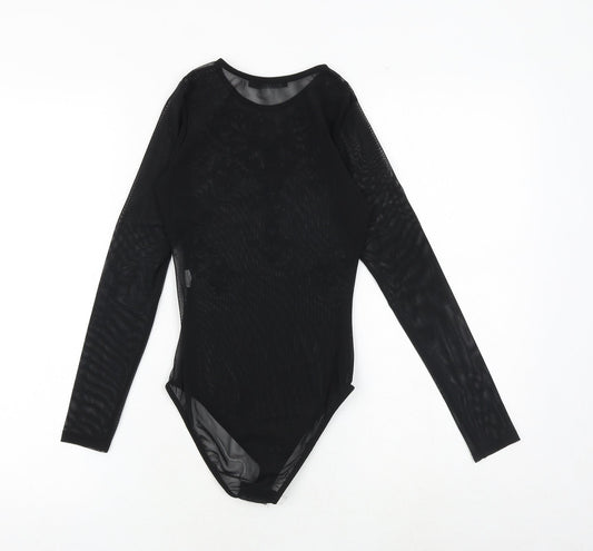 Boohoo Womens Black Polyester Bodysuit One-Piece Size 6 Snap