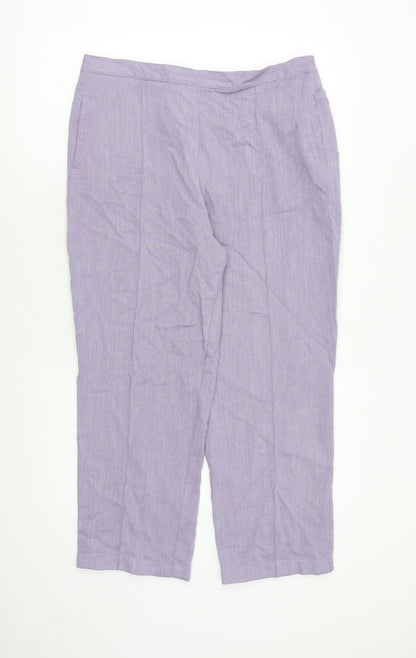Womens UK Size 16 Marks and Spencer Regular Fit Dress Pants Purple Trousers
