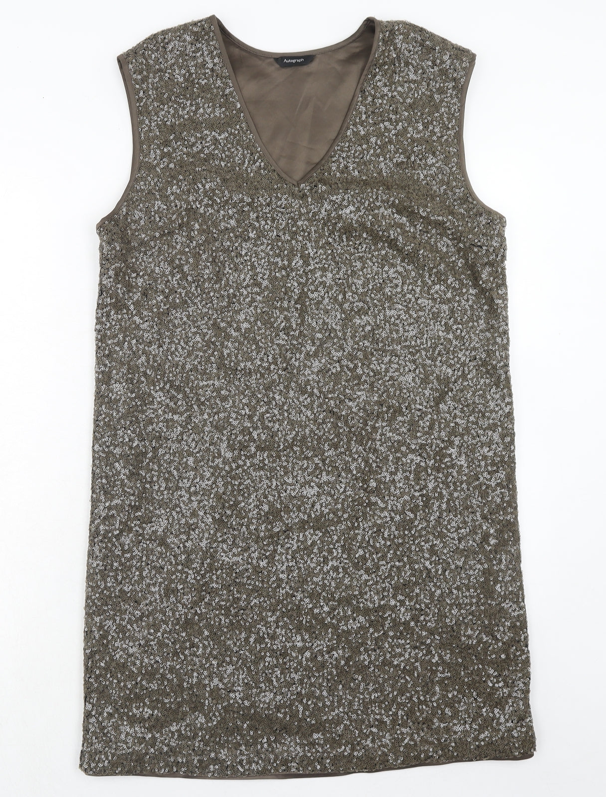 Autograph Womens Brown Polyamide A-Line Size 14 V-Neck Pullover