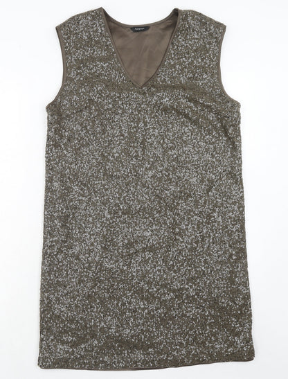 Autograph Womens Brown Polyamide A-Line Size 14 V-Neck Pullover