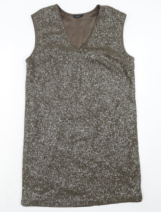 Autograph Womens Brown Polyamide A-Line Size 14 V-Neck Pullover