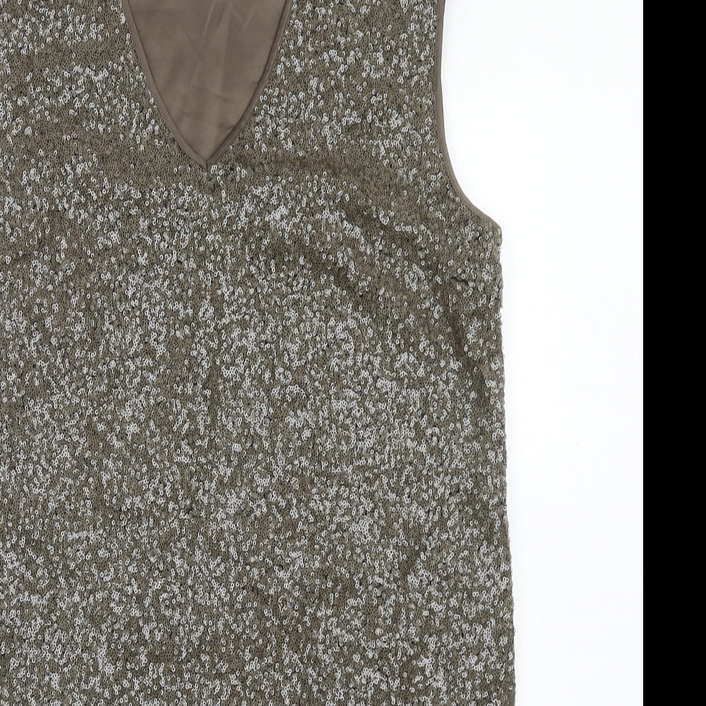 Autograph Womens Brown Polyamide A-Line Size 14 V-Neck Pullover