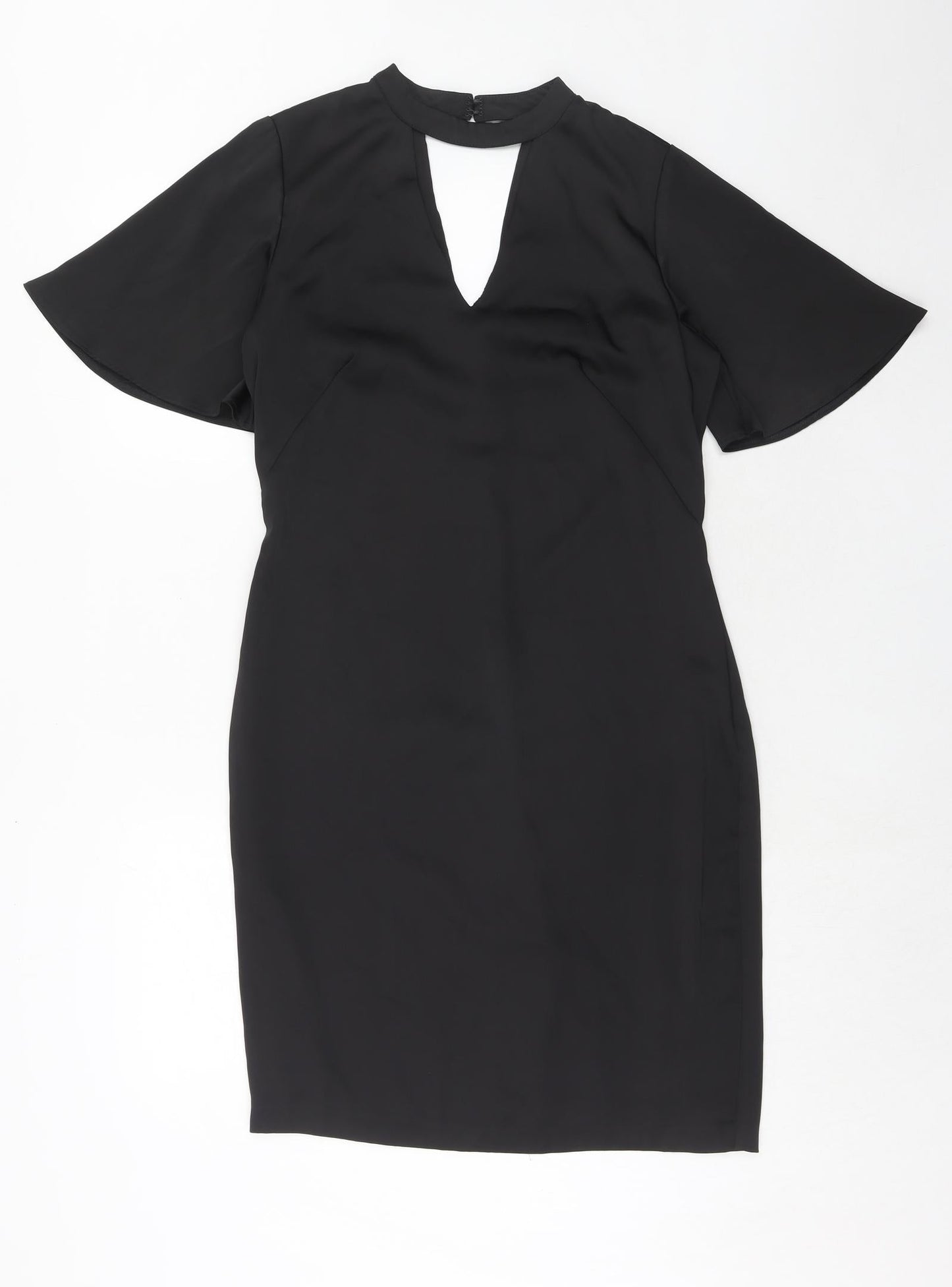 NEXT Womens Black Polyester Shift Size 10 Halter Hook & Eye
