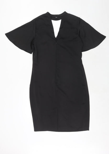 NEXT Womens Black Polyester Shift Size 10 Halter Hook & Eye