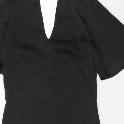 NEXT Womens Black Polyester Shift Size 10 Halter Hook & Eye