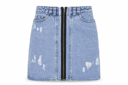 WareDenim Womens Blue Cotton A-Line Skirt Size 8 Zip