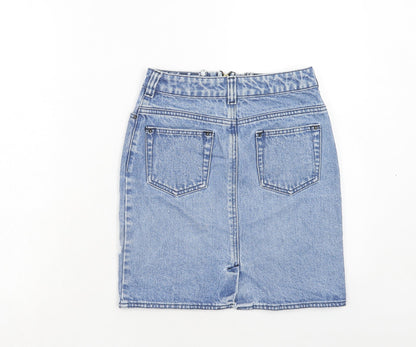 WareDenim Womens Blue Cotton A-Line Skirt Size 8 Zip