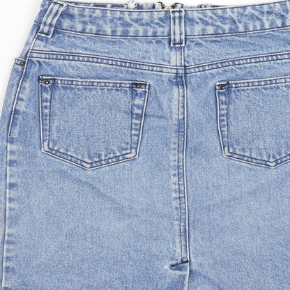 WareDenim Womens Blue Cotton A-Line Skirt Size 8 Zip