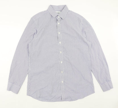 Mens UK Size 16.5 Charles Tyrwhitt Blue  Button-Up Long Sleeve Casual Shirt