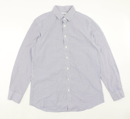 Mens UK Size 16.5 Charles Tyrwhitt Blue  Button-Up Long Sleeve Casual Shirt