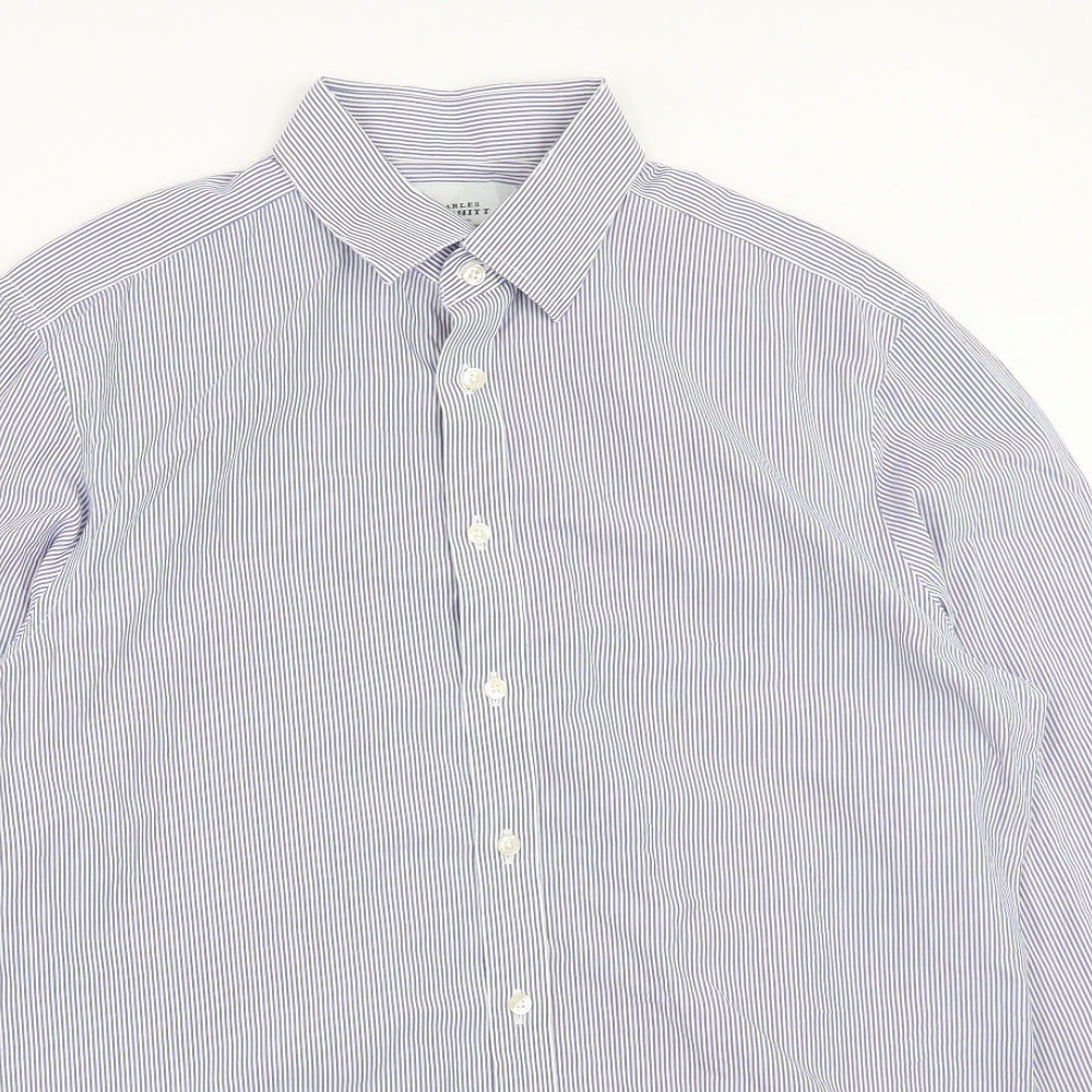 Mens UK Size 16.5 Charles Tyrwhitt Blue  Button-Up Long Sleeve Casual Shirt