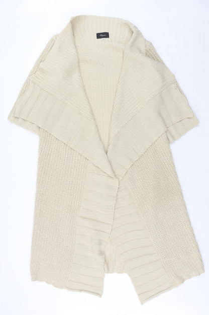 Elegance Womens Beige V-Neck Acrylic Cardigan Jumper Size 14