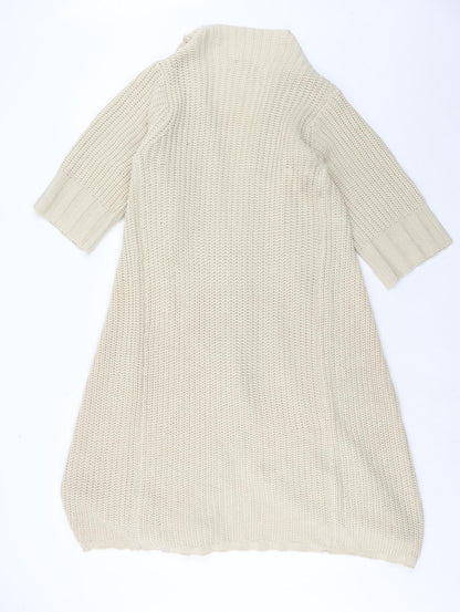 Elegance Womens Beige V-Neck Acrylic Cardigan Jumper Size 14