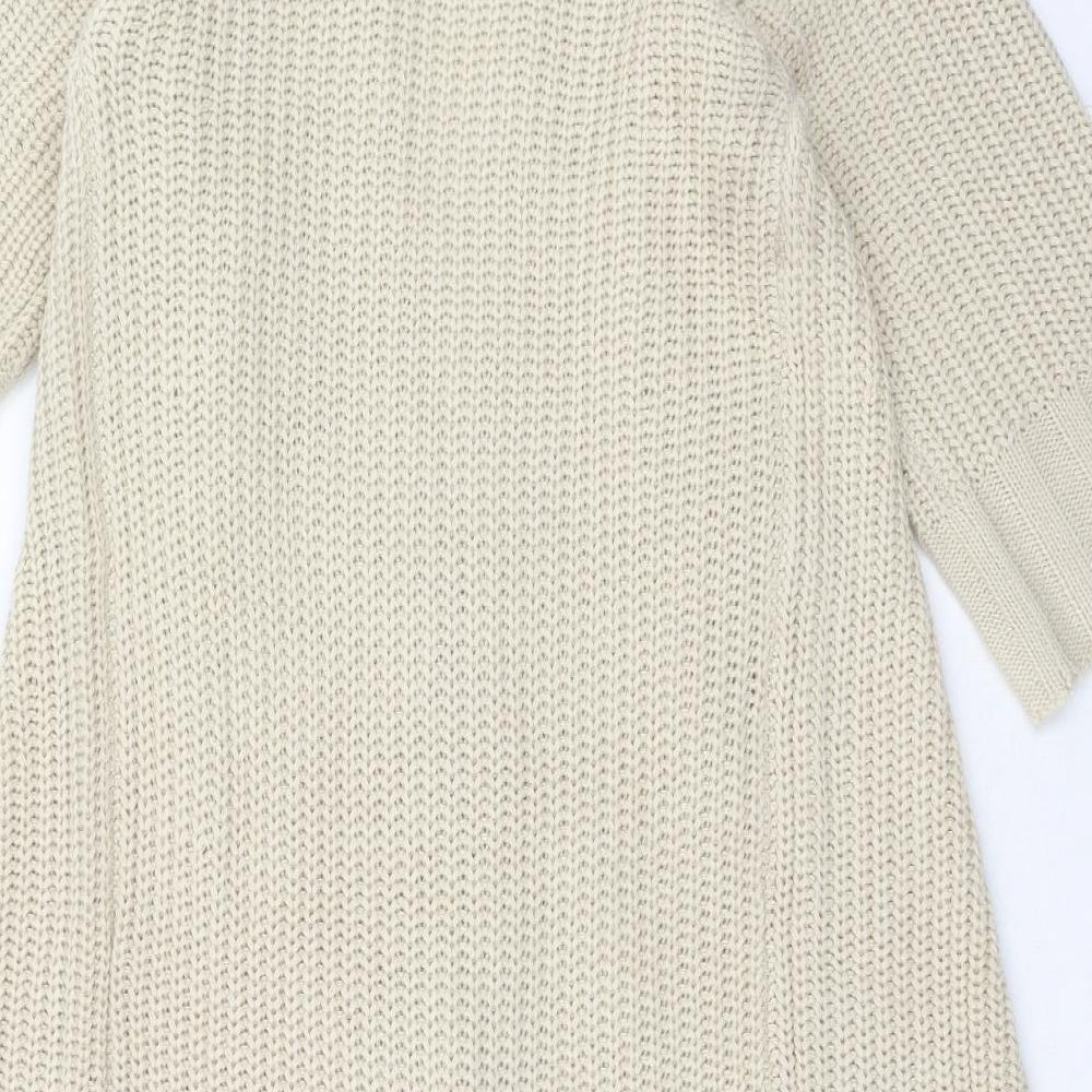 Elegance Womens Beige V-Neck Acrylic Cardigan Jumper Size 14