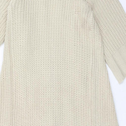 Elegance Womens Beige V-Neck Acrylic Cardigan Jumper Size 14