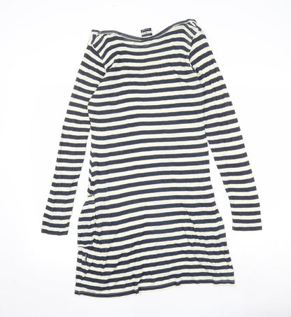 Tresspass Womens Blue Striped Viscose T-Shirt Dress Size S Boat Neck Pullover