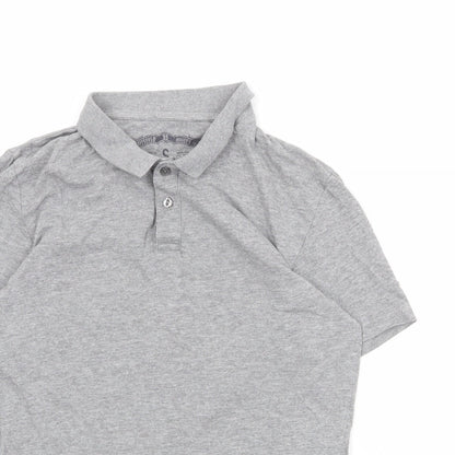 EDC Mens Grey Cotton Polo Size S Collared Button