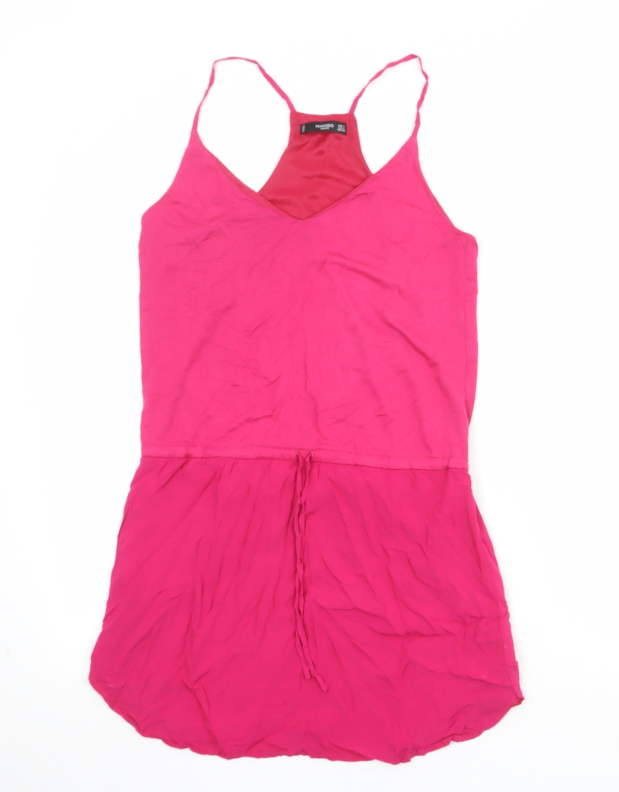 Mango Womens Pink Viscose Slip Dress Size S V-Neck Pullover