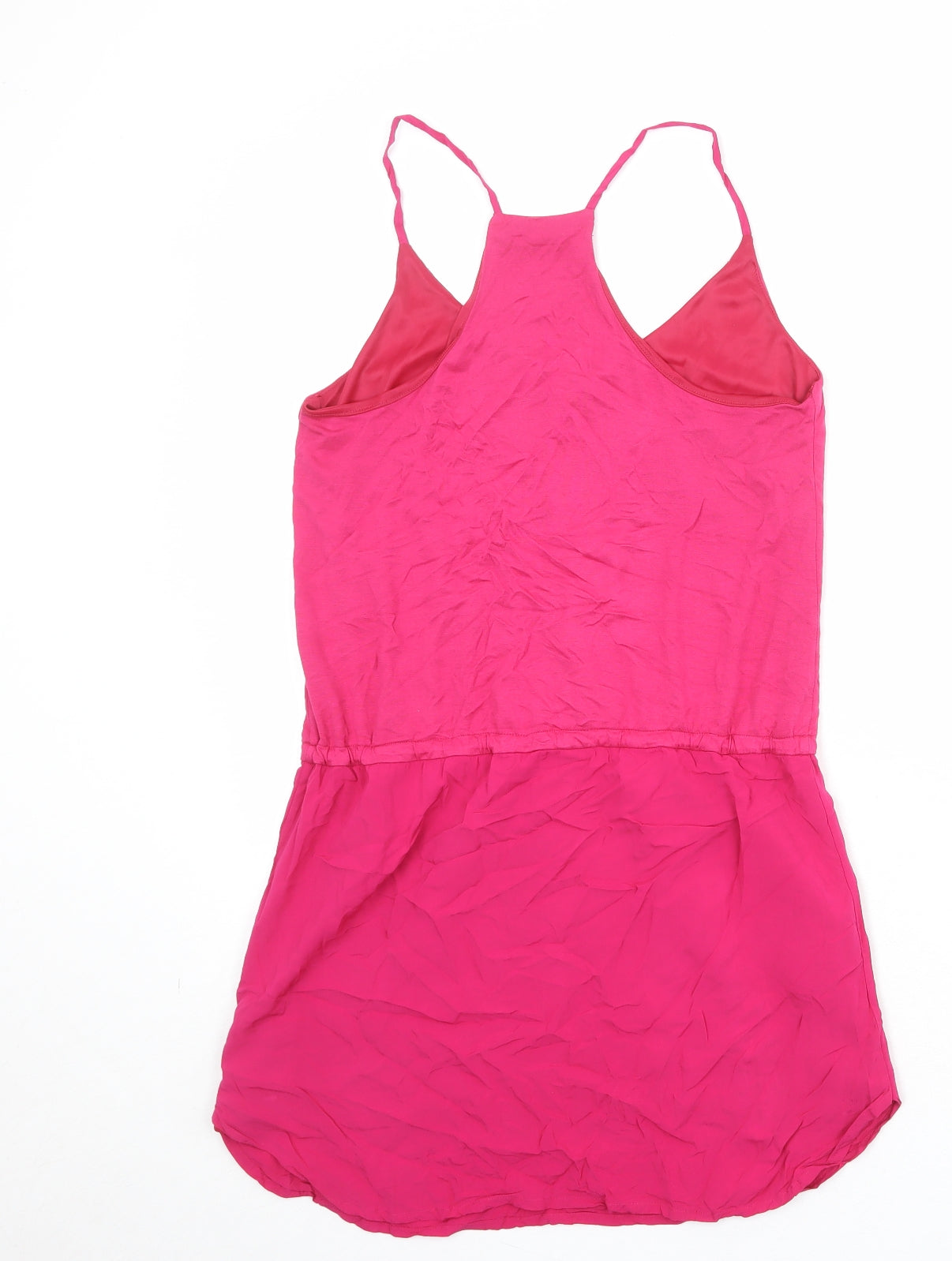 Mango Womens Pink Viscose Slip Dress Size S V-Neck Pullover