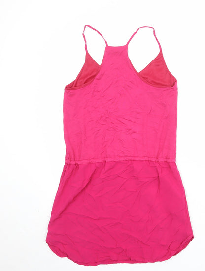Mango Womens Pink Viscose Slip Dress Size S V-Neck Pullover