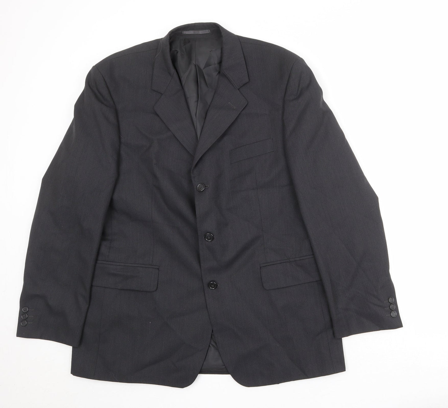 Mens UK Size 44 Pinstripe Regular Black Suit Jacket