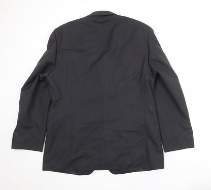 Mens UK Size 44 Pinstripe Regular Black Suit Jacket