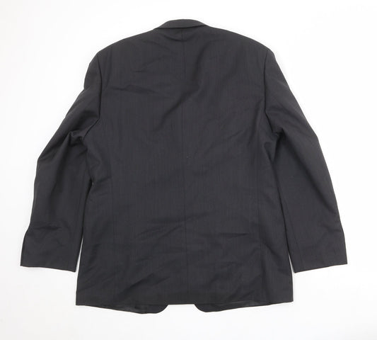 Mens UK Size 44 Pinstripe Regular Black Suit Jacket