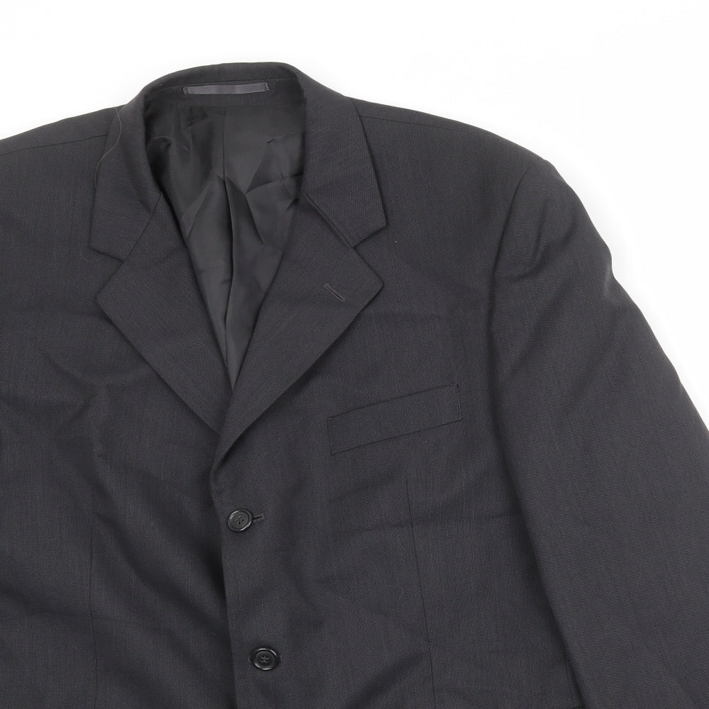 Mens UK Size 44 Pinstripe Regular Black Suit Jacket