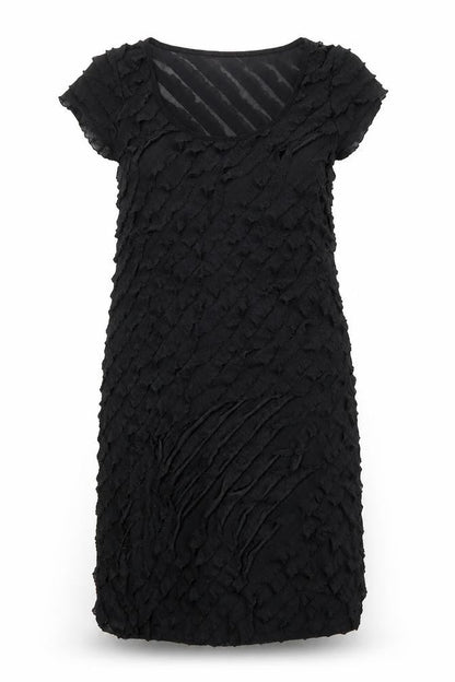 Roman Womens Black Geometric Polyester A-Line Size 14 Round Neck Pullover