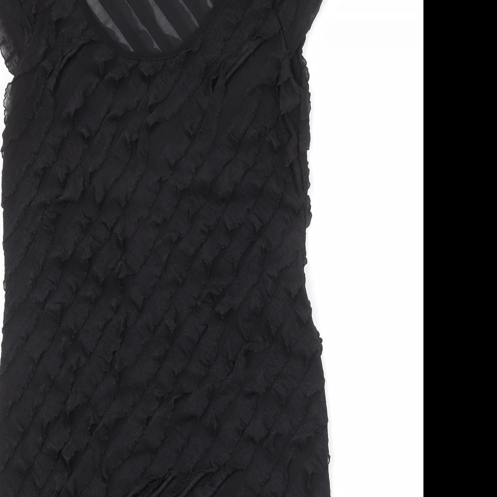 Roman Womens Black Geometric Polyester A-Line Size 14 Round Neck Pullover