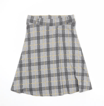 Esprit Womens Grey Plaid Polyester Swing Skirt Size L