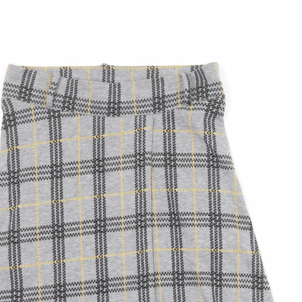 Esprit Womens Grey Plaid Polyester Swing Skirt Size L