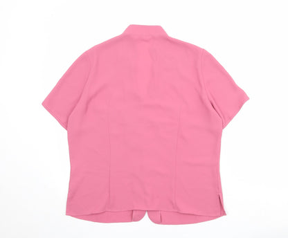 Womens UK Size 14 Marks and Spencer Pink Basic Button-Up