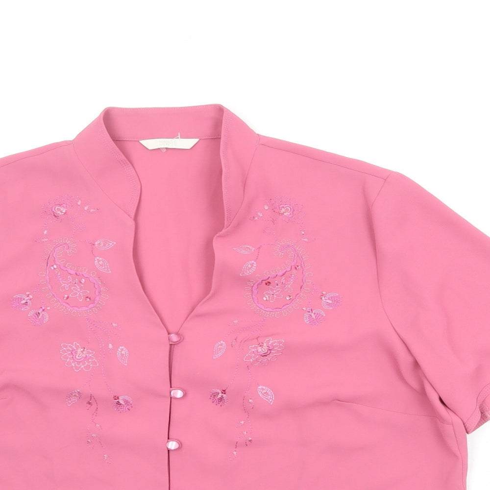 Womens UK Size 14 Marks and Spencer Pink Basic Button-Up