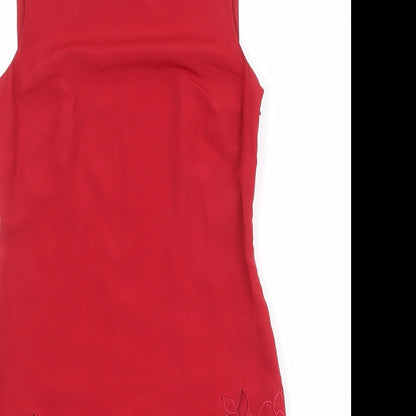 Coast Womens Red Polyester Shift Size 8 Boat Neck Button - Floral Detail