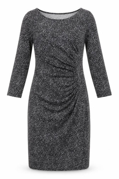 Oasis Womens Black Animal Print Viscose Sheath Size M Boat Neck Pullover
