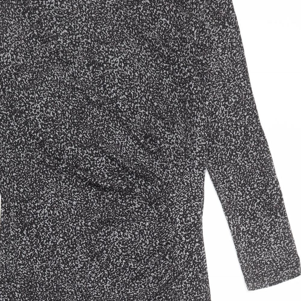 Oasis Womens Black Animal Print Viscose Sheath Size M Boat Neck Pullover