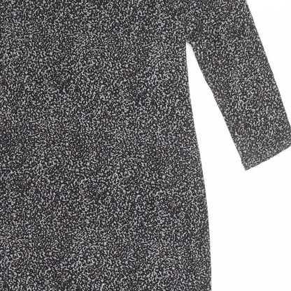 Oasis Womens Black Animal Print Viscose Sheath Size M Boat Neck Pullover