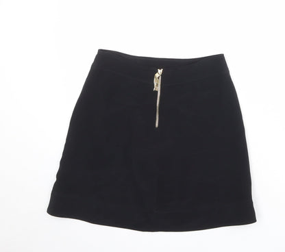 Kem Scott Womens Black Polyester A-Line Skirt Size 28 in Zip