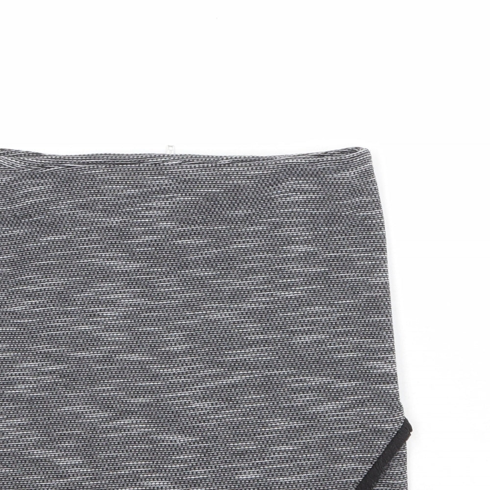 New Look Womens Grey Geometric Polyester A-Line Skirt Size 6 Zip