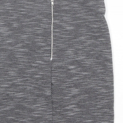 New Look Womens Grey Geometric Polyester A-Line Skirt Size 6 Zip