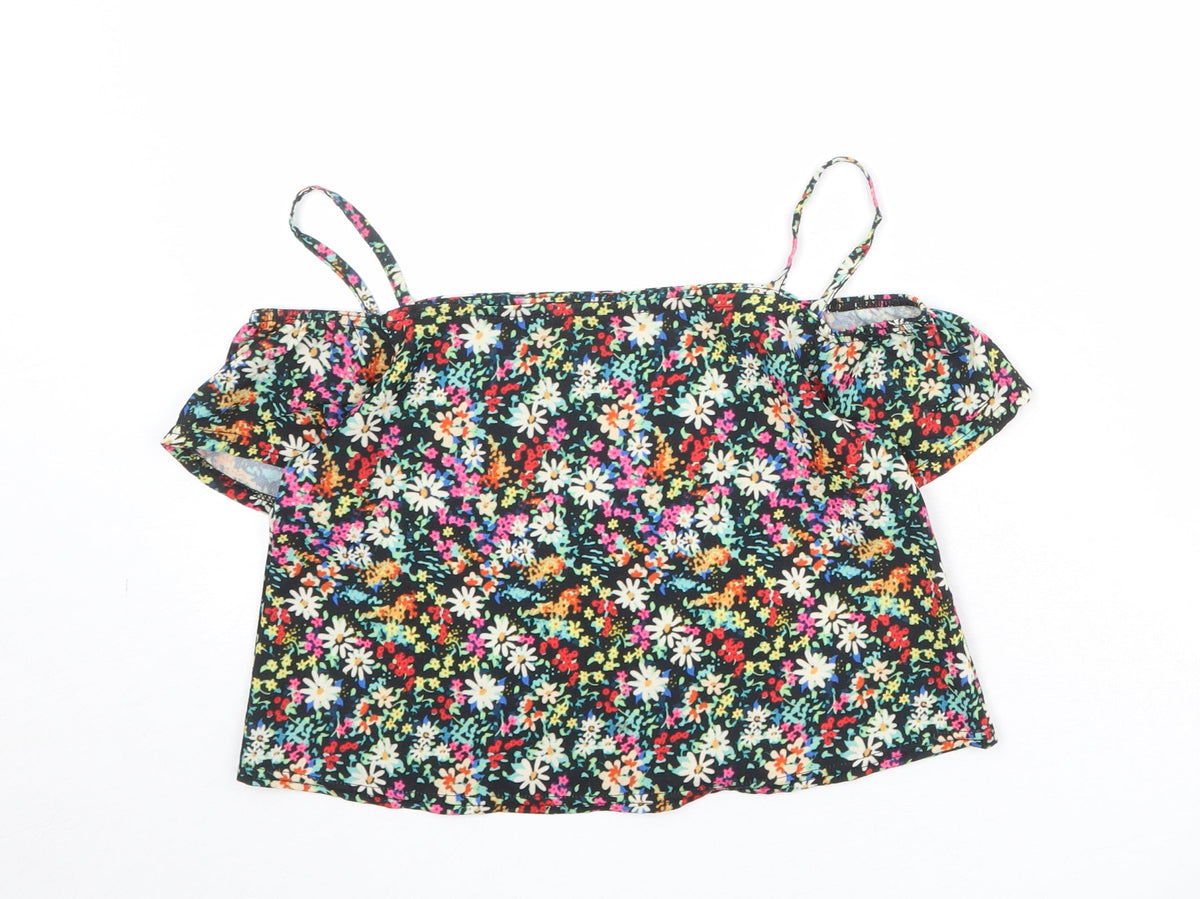 Additional front view of M&Co girls’ multicoloured floral polyester basic blouse, years off the shoulder pullover - cold