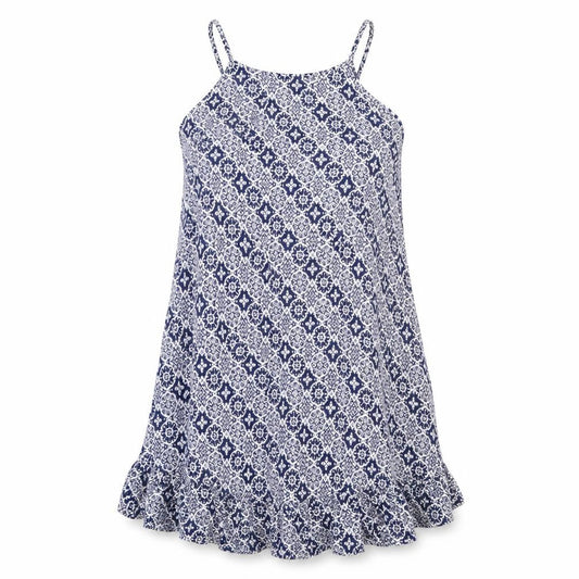 Marks and Spencer Womens Blue Geometric Viscose Slip Dress Size 14 Scoop Neck Pullover
