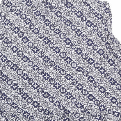 Marks and Spencer Womens Blue Geometric Viscose Slip Dress Size 14 Scoop Neck Pullover