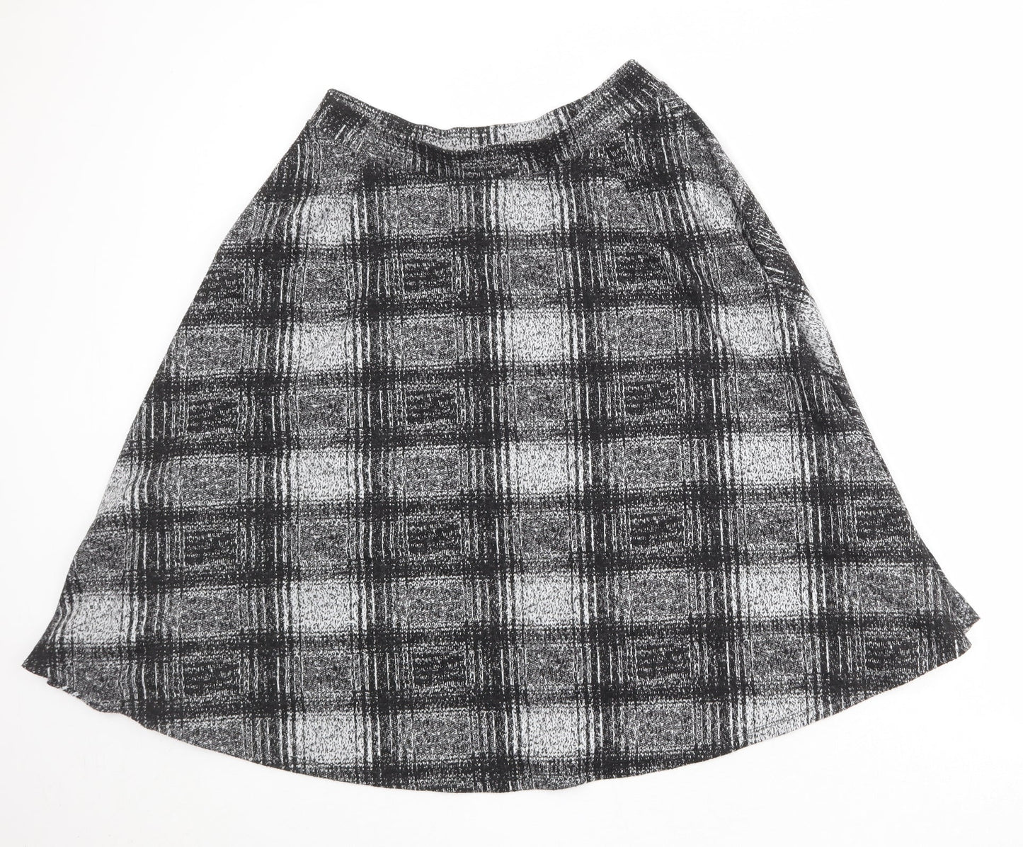 Marks and Spencer Womens Black Geometric Polyester Swing Skirt Size 14