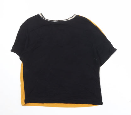 Zara Womens Orange Colourblock Polyester Basic T-Shirt Size S Round Neck